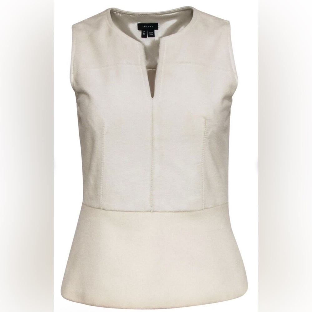 Theory Cream leather Sleeveless Top